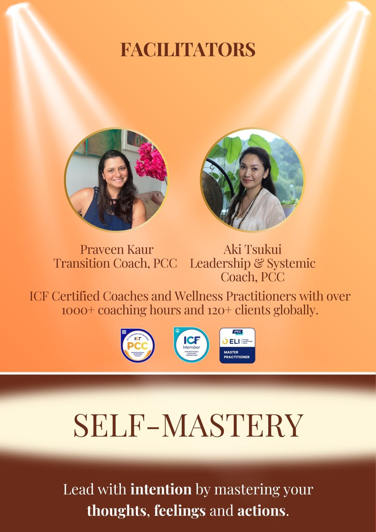 Facilitators Praveen Kaur and Aki Tsukui, both ICF-certified coaches